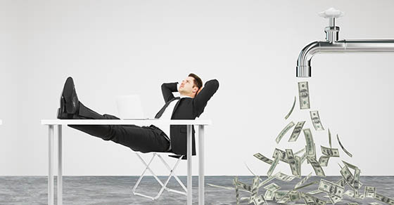 Businessman,Resting,On,A,Chair,And,Faucet,From,Which,The